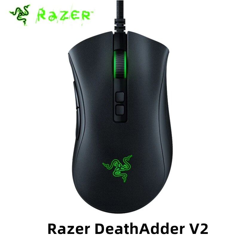 Razer DeathAdder V2 gaming mouse with Razer logo on a white background