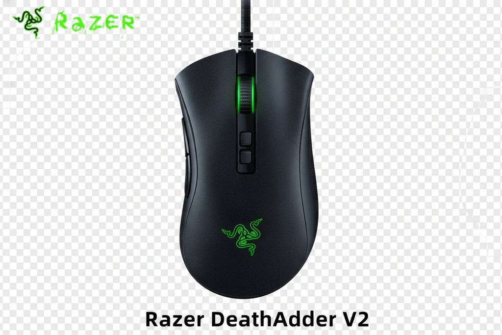 Razer DeathAdder V2 gaming mouse with Razer logo on a white background