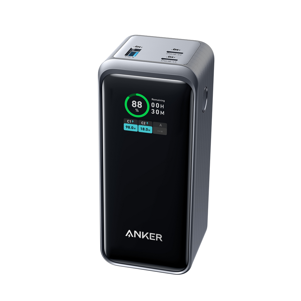 Anker electronic device with digital display on a white background