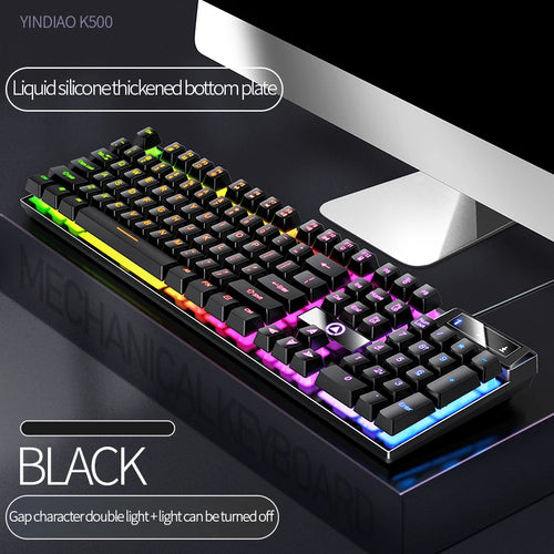 Mechanical keyboard with RGB lighting on a dark surface