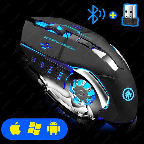 Rechargeable Wireless Gaming Mouse — Dual Mode 2.4G & Bluetooth, RGB, Silent
