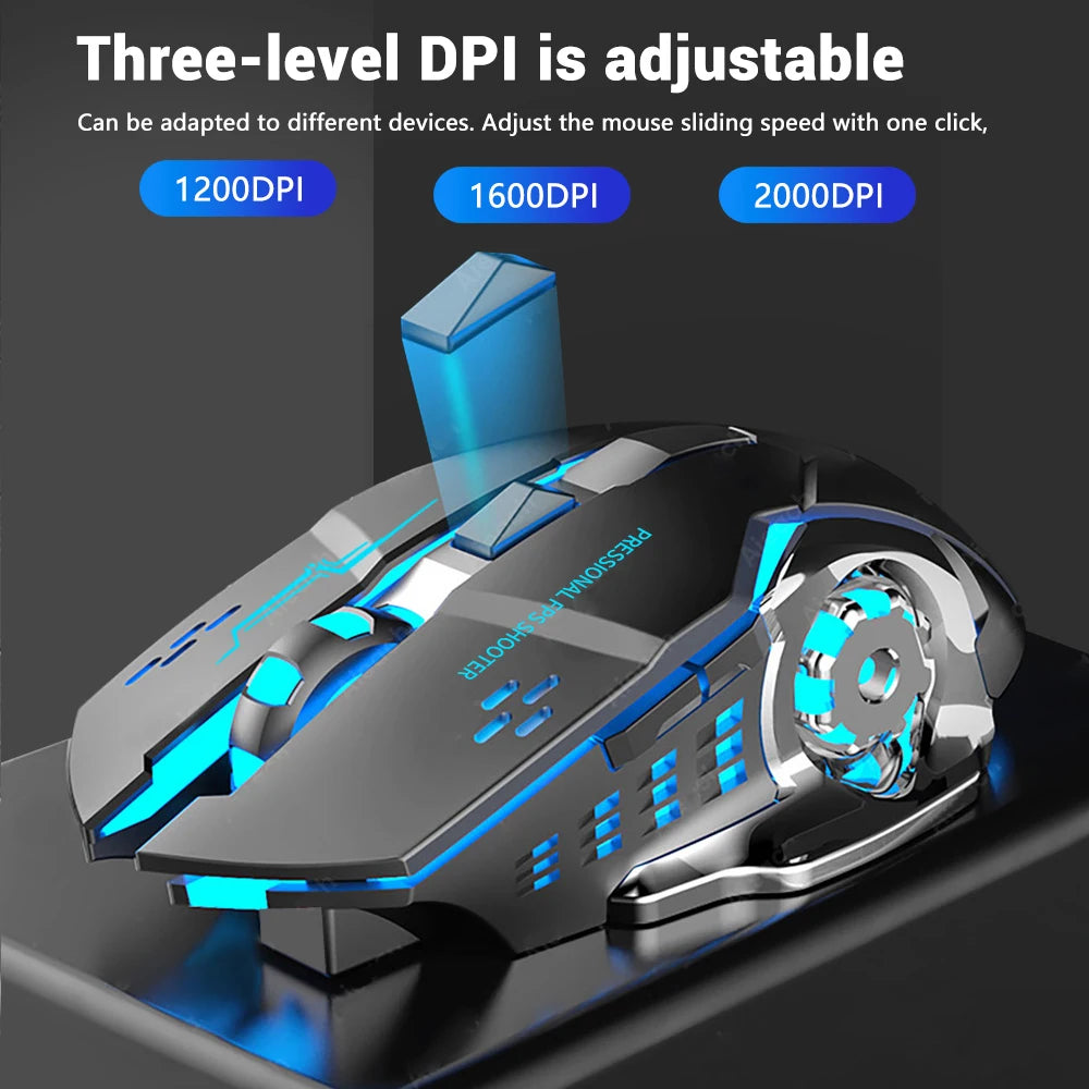 Rechargeable Wireless Gaming Mouse — Dual Mode 2.4G & Bluetooth, RGB, Silent
