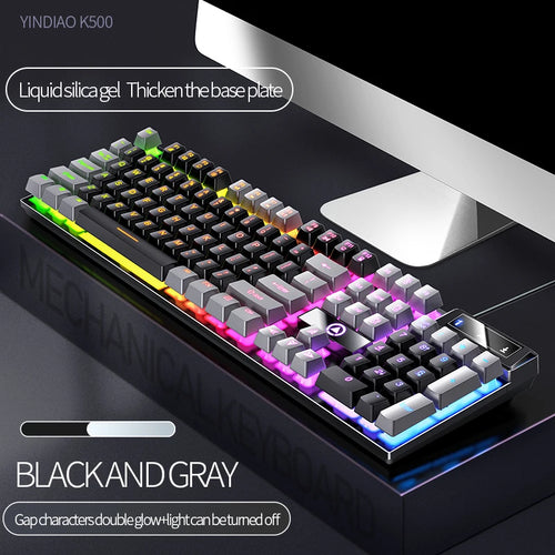 Mechanical keyboard with RGB lighting on a dark surface