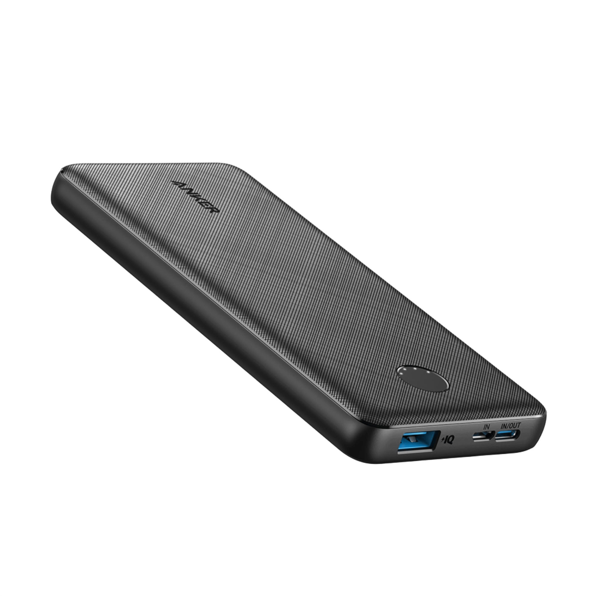 Black power bank with USB ports on a transparent background