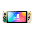Nintendo Switch console with colorful display on a white background