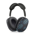 Black headphones with honeycomb design on a white background