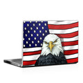 Laptop with American flag and bald eagle design on a white background