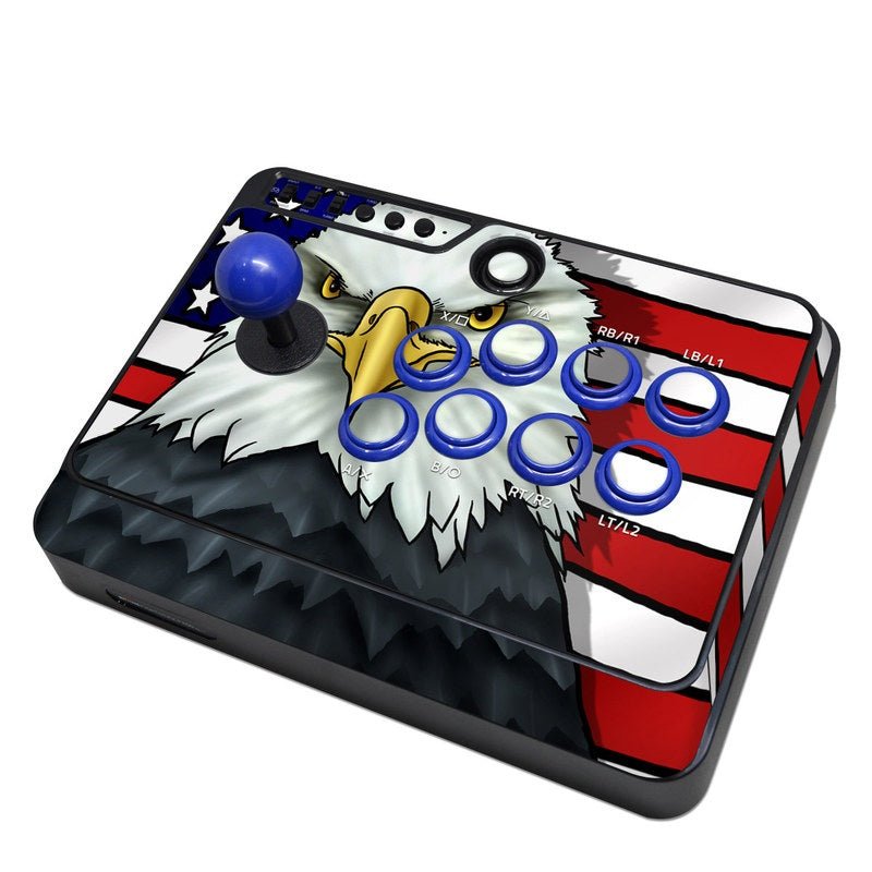 Gaming joystick with eagle design and American flag colors on a white background