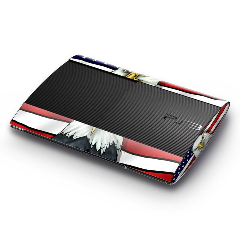 Gaming console with American flag and eagle design on a white background