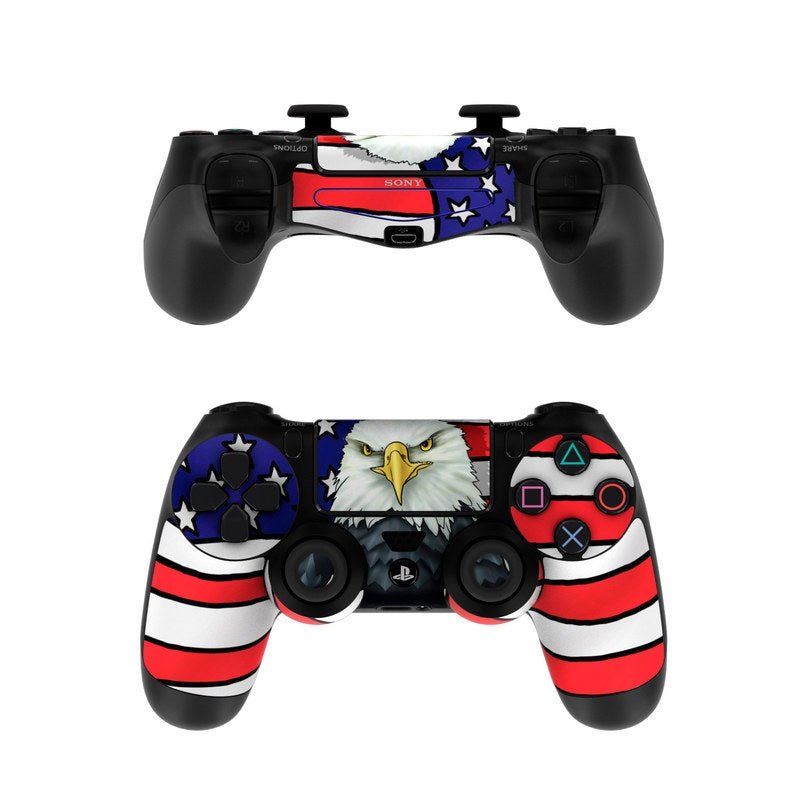Gaming controller with American flag and eagle design on a white background