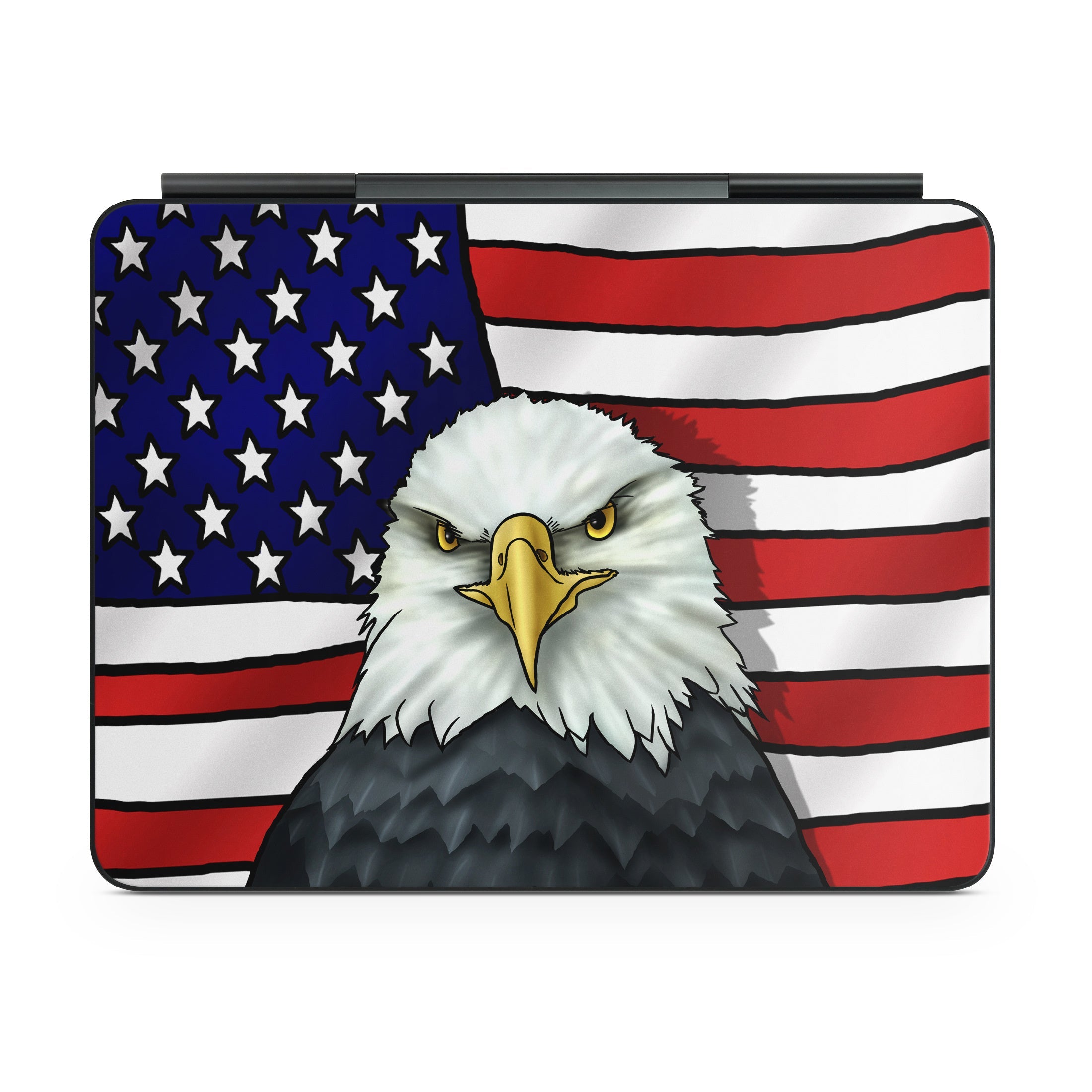 Phone case with American flag and bald eagle design on a white background