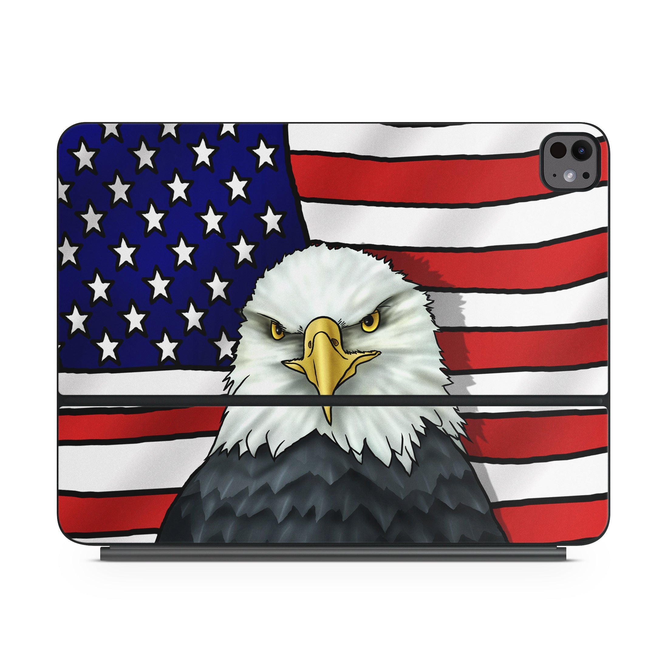 Phone case with American flag and bald eagle design on a white background