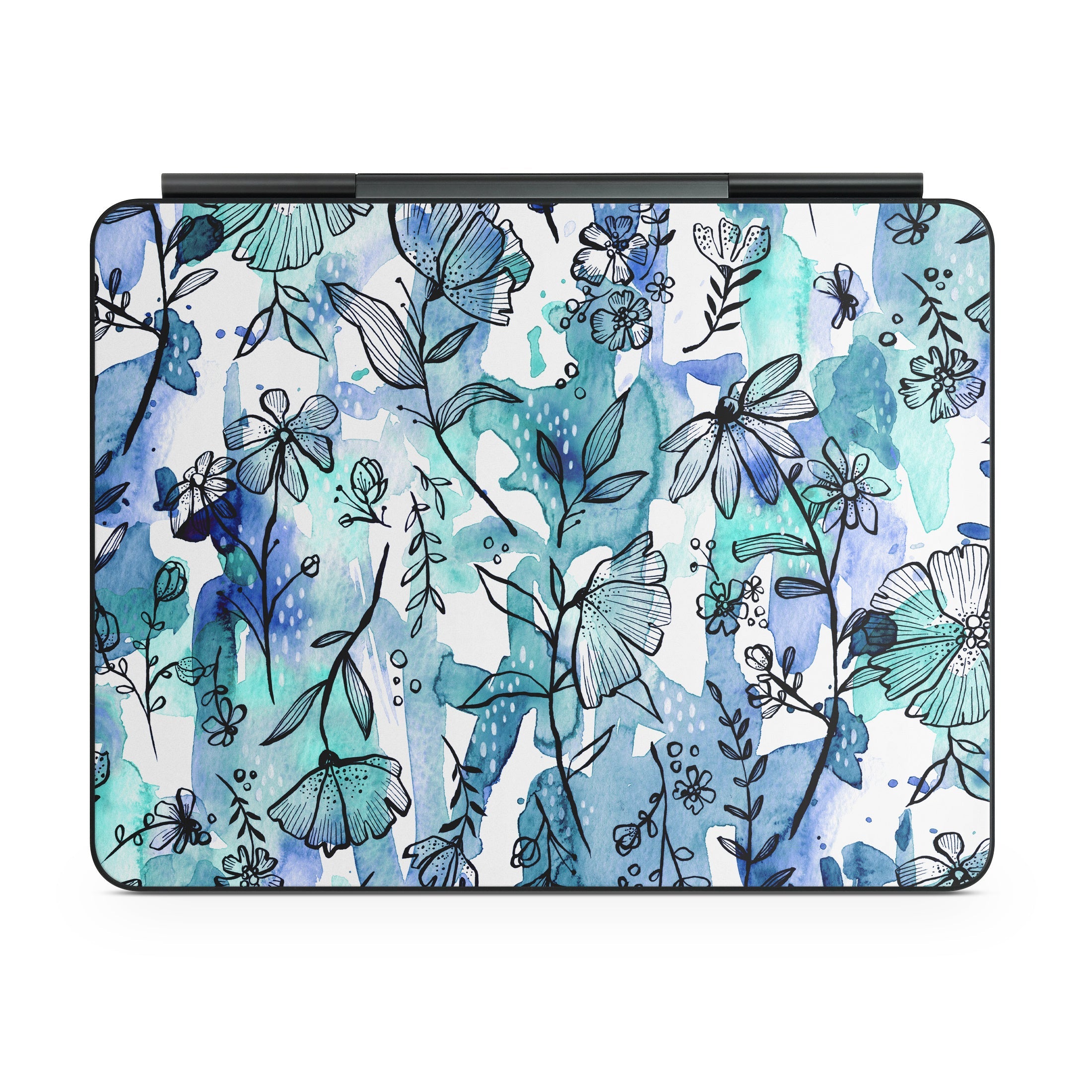 蓝色墨水花卉 - 适用于 iPad 的 Apple 妙控键盘贴膜