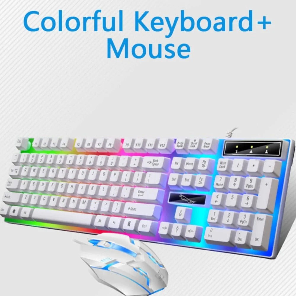 Colorful keyboard and mouse set on a light gray background with text 'Colorful Keyboard + Mouse'.