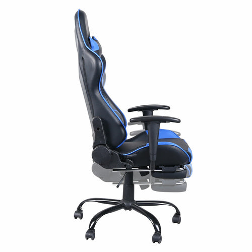 Black and blue office chair on a white background