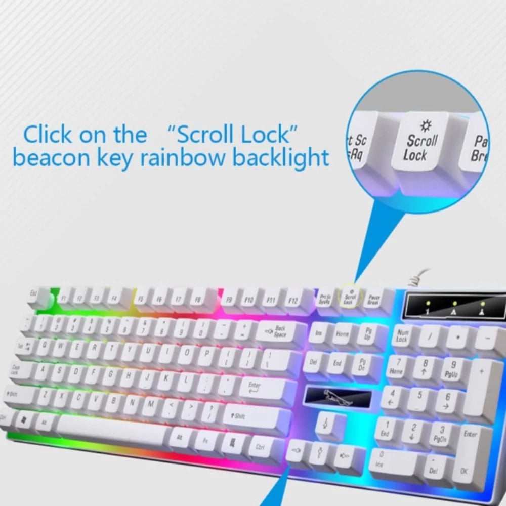 Keyboard with RGB lighting highlighting the Scroll Lock key