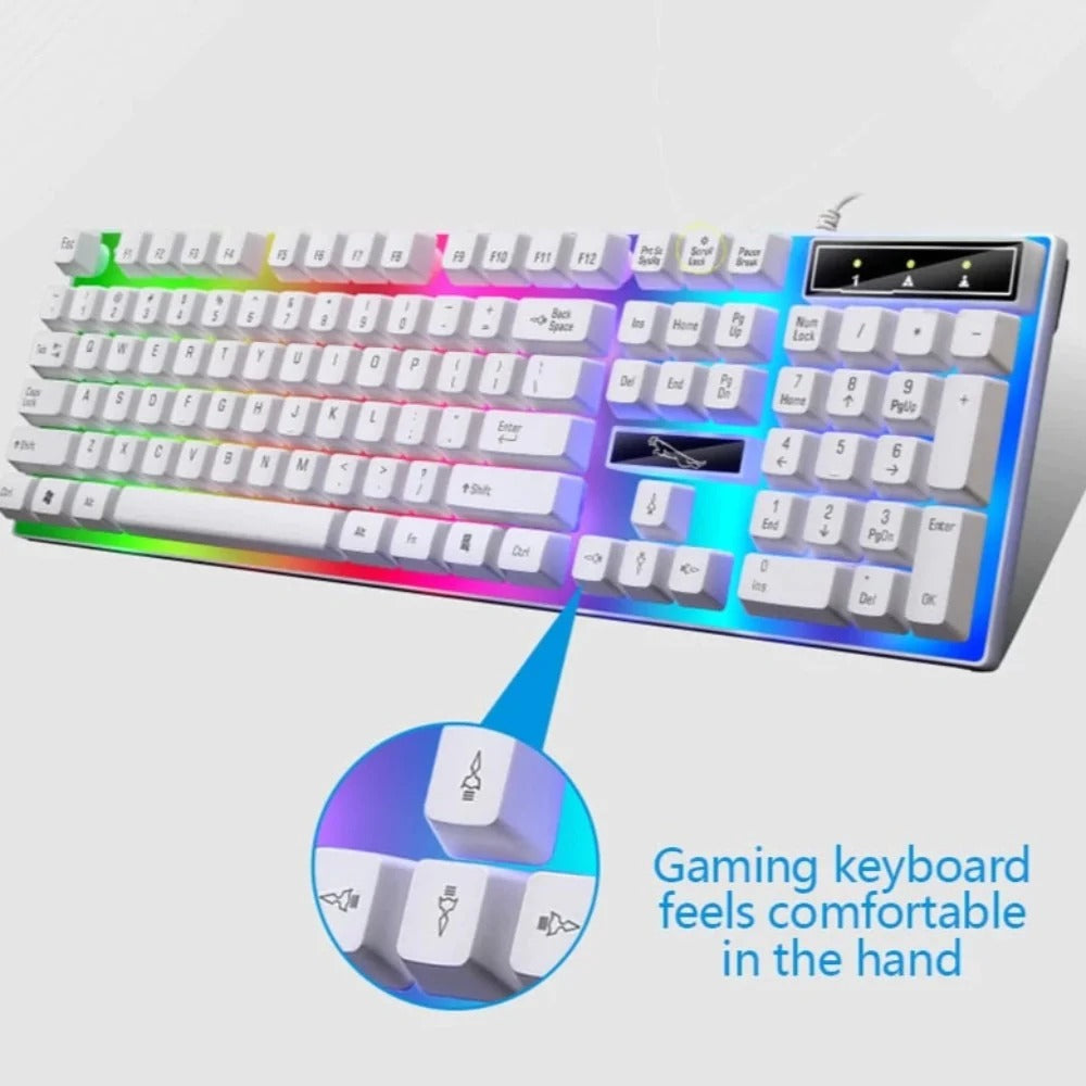 Gaming keyboard with RGB lighting on a white background