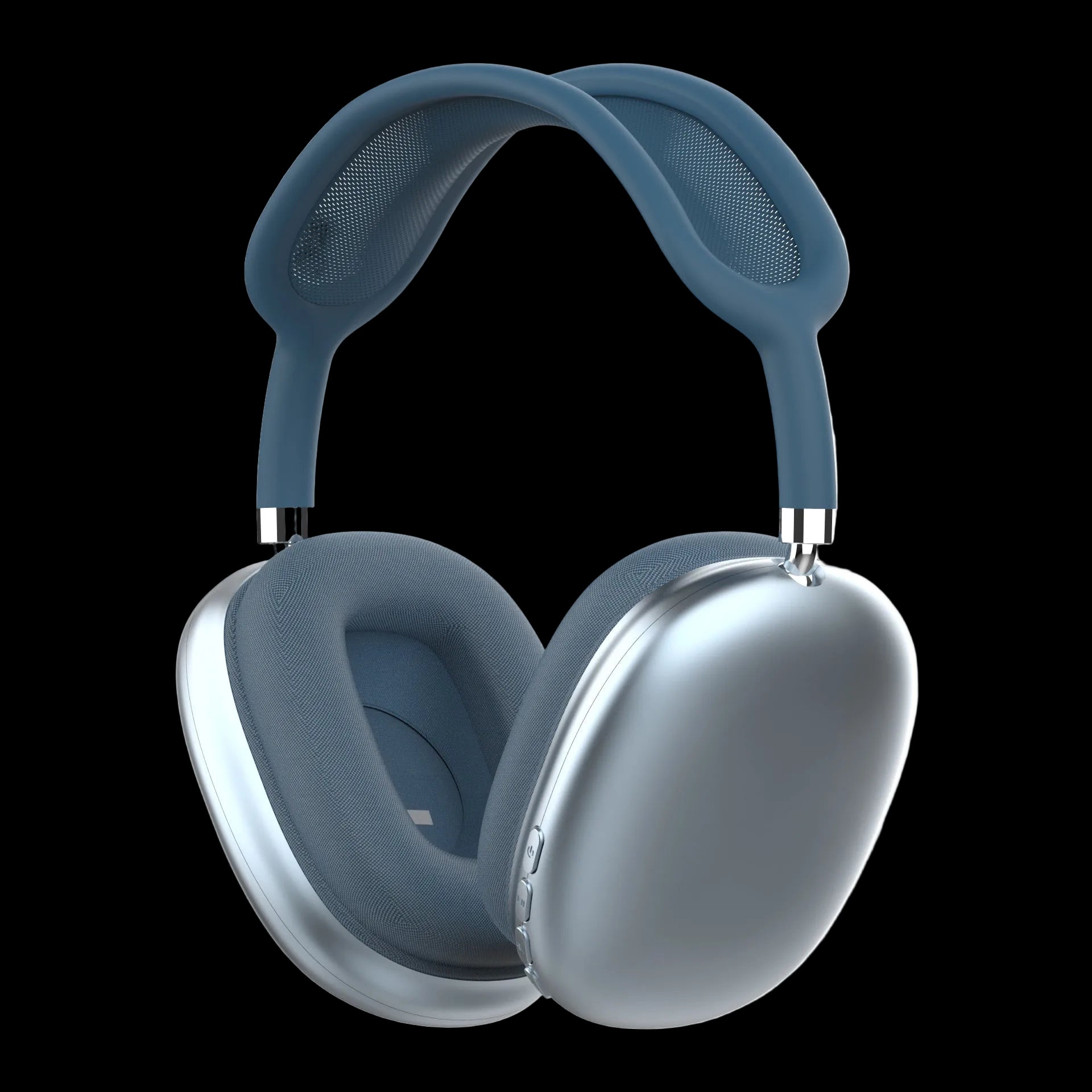 Blue over-ear headphones on a white background