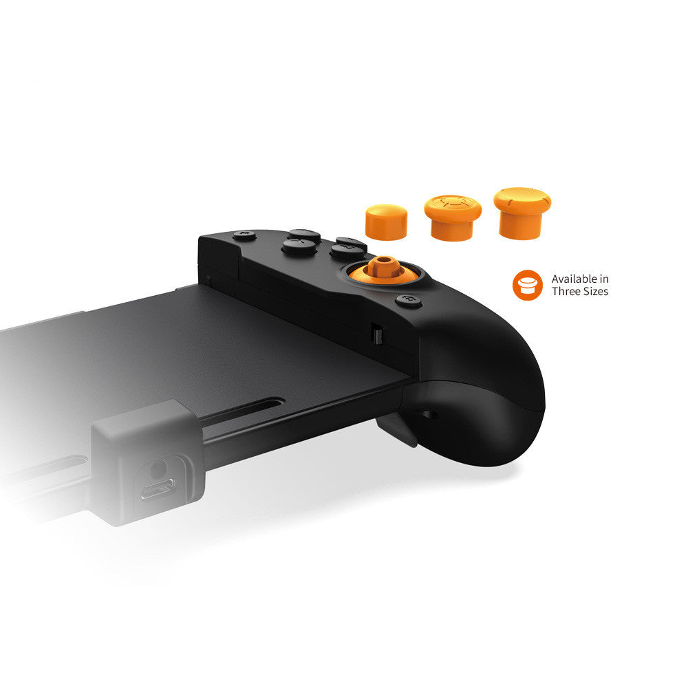Black tool with interchangeable orange nozzles on a white background