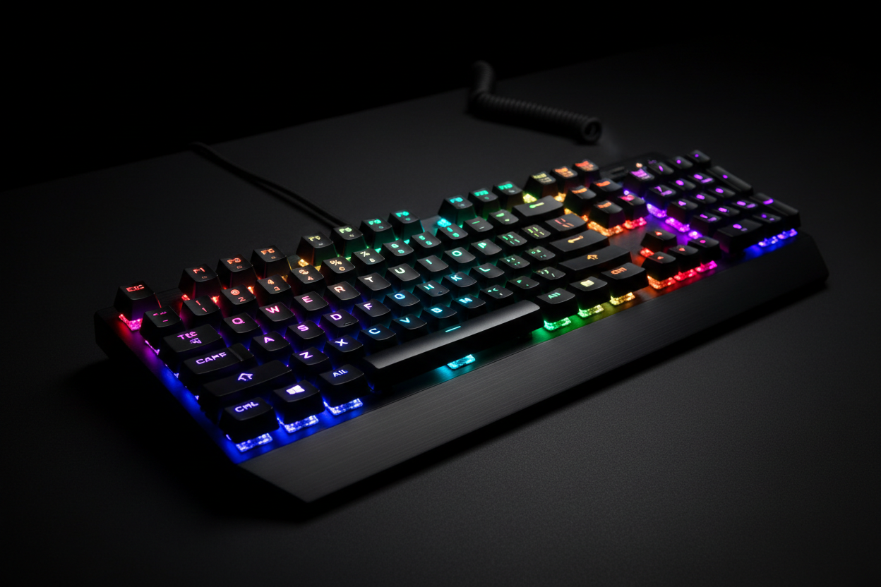 LED Backlit Colorful Wired Gaming Keyboard - No Wrist Rest