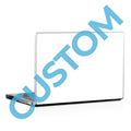 Laptop with 'CUSTOM' text on a white background