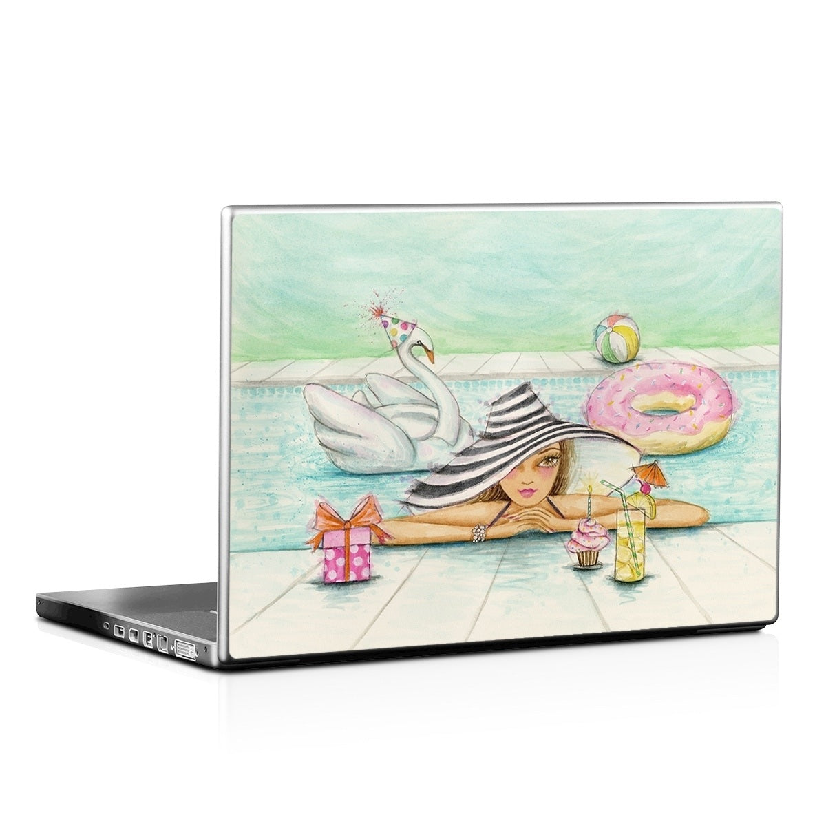 Delphine at the Pool Party - Laptop Lid Wrap