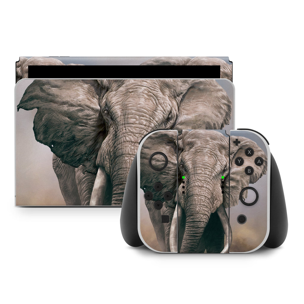Gaming console with elephant design on a white background
