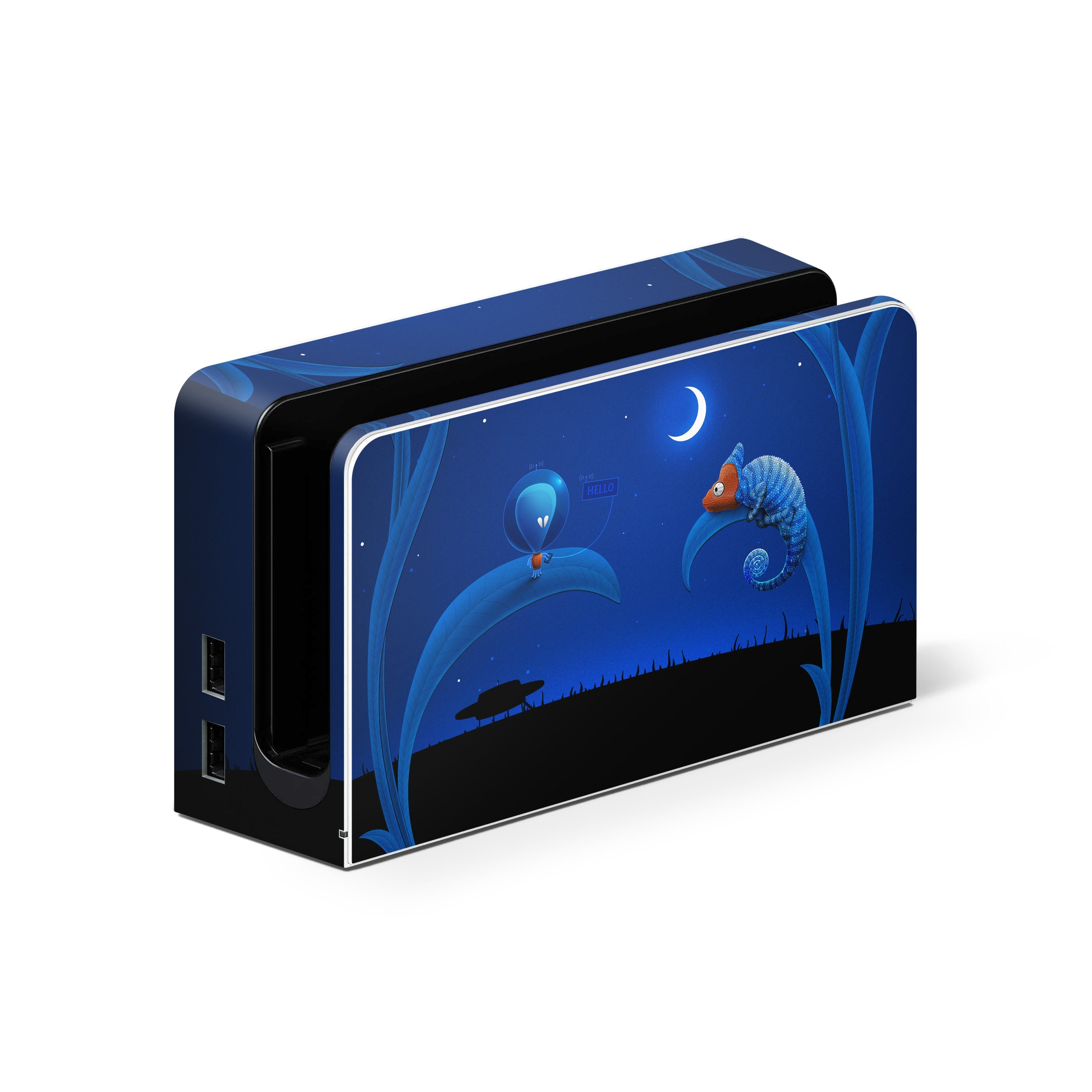 Gaming console with underwater-themed design on a white background