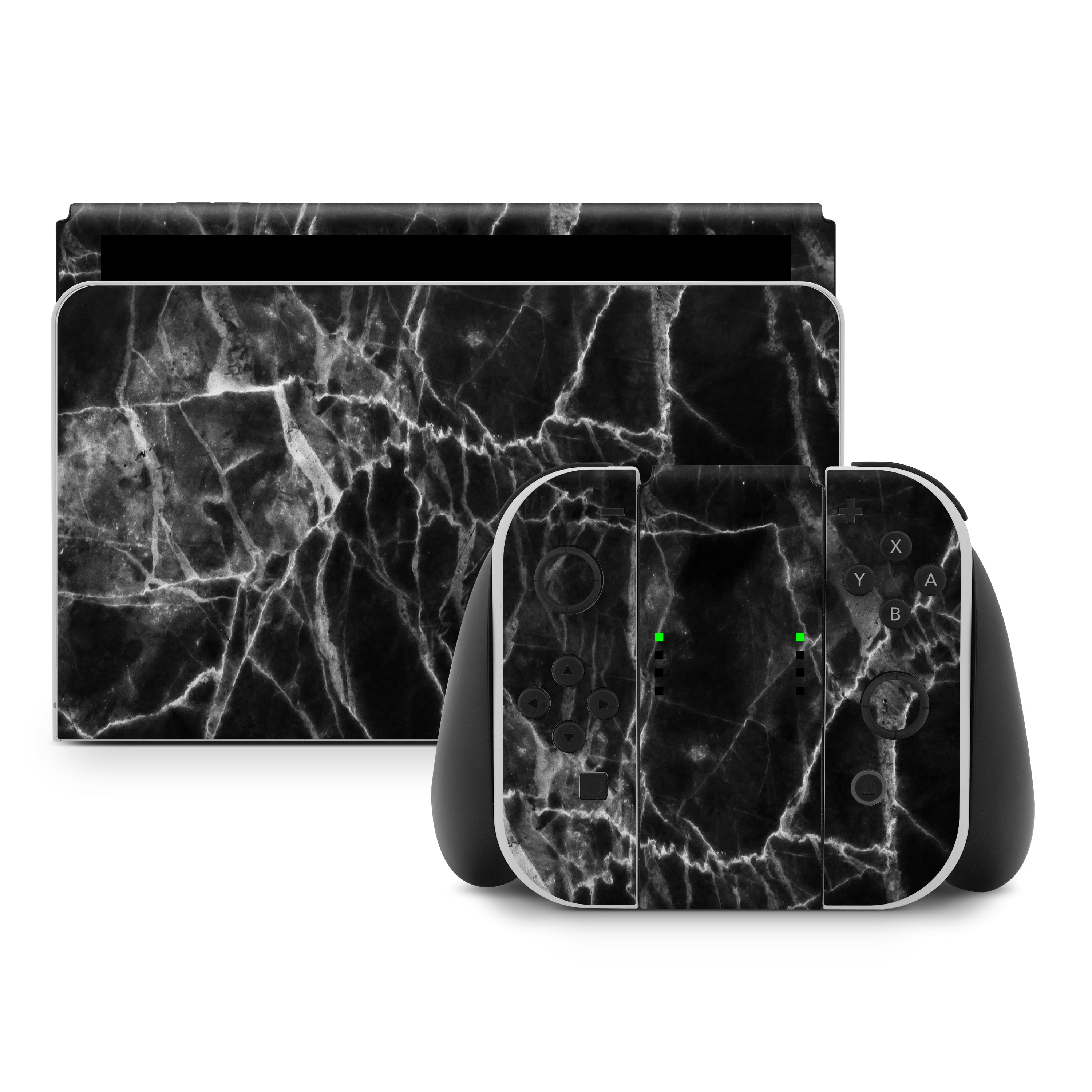 Gaming console with black marble pattern on a white background