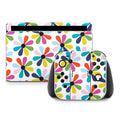 Colorful floral patterned electronic device on a white background