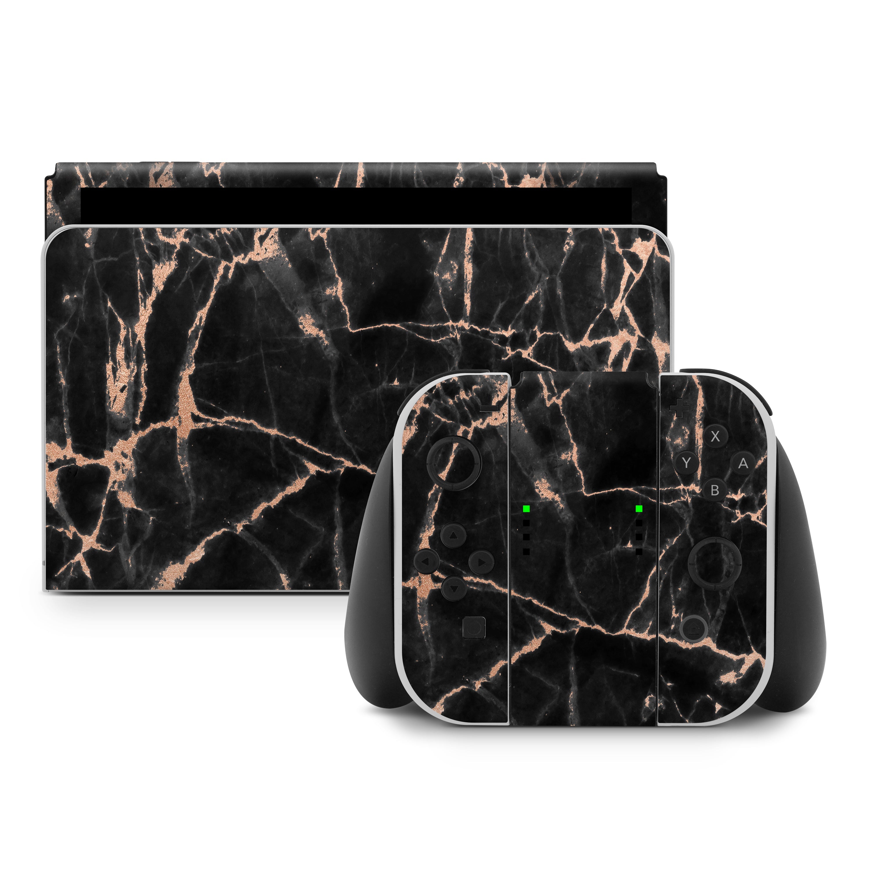Black marble patterned skin on a gaming console and controller
