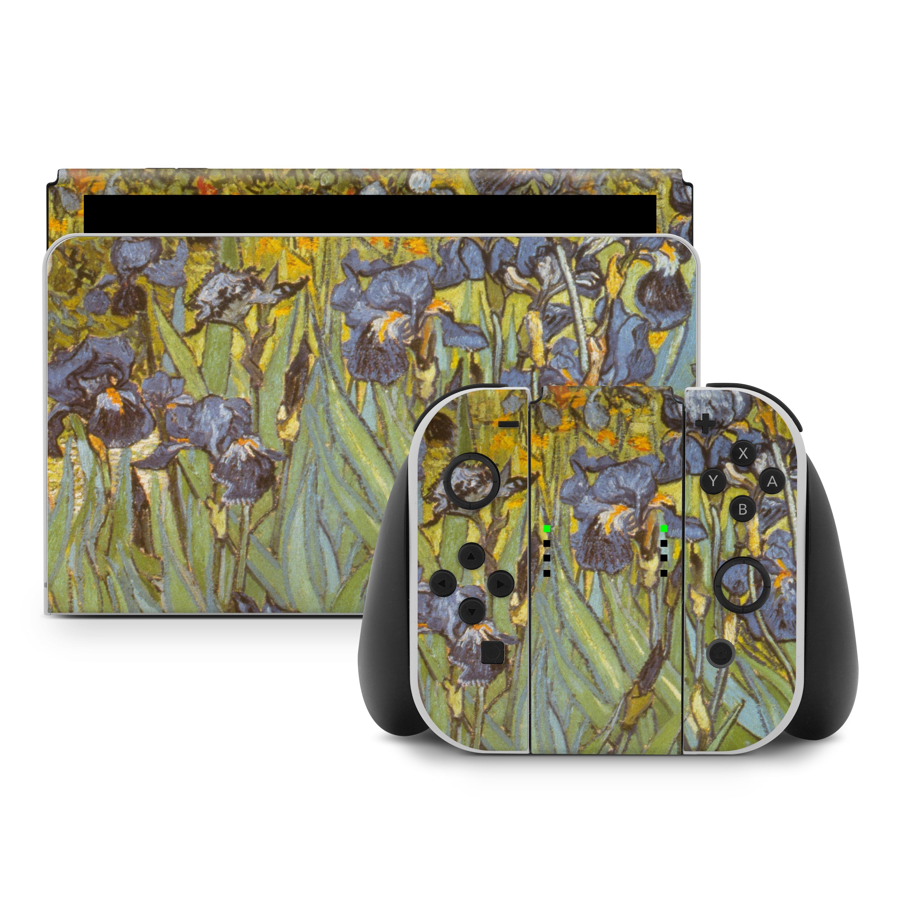 Gaming console skin with Van Gogh 'Irises' design on a white background