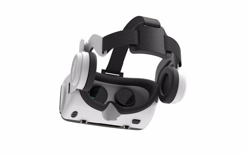VR headset with black strap on a white background
