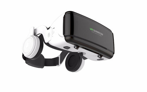VR headset with controller on a white background