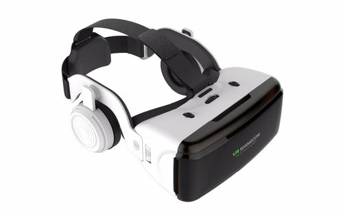 VR headset with a black strap on a white background