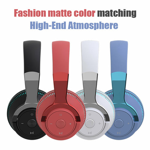 Four pairs of headphones in black, red, white, and blue on a white background with text about color matching.