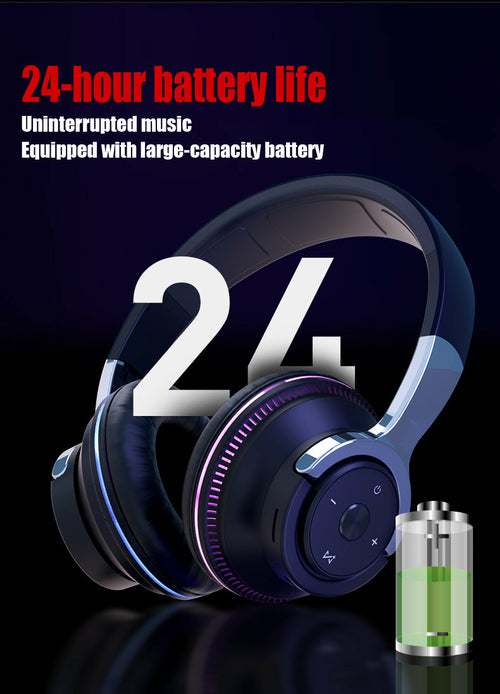 Headphones with 24-hour battery life feature on a dark background