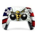 Colorful gaming controller with an eagle design on a white background