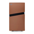 Brown gaming console with PlayStation logo on a white background