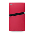 Red gaming console with a black stripe on a white background