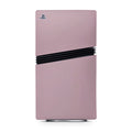 Pink gaming console with PlayStation logo on a white background