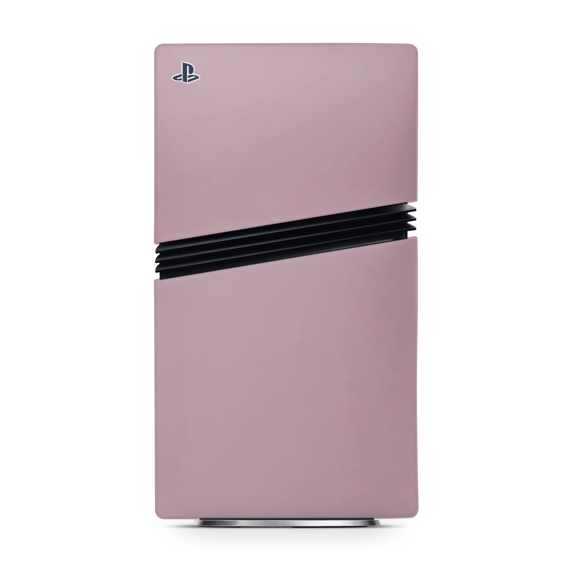 Pink gaming console with PlayStation logo on a white background