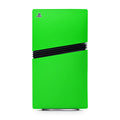 Green gaming console with a black stripe and PlayStation logo on a white background