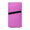 Pink gaming console with a black stripe on a white background