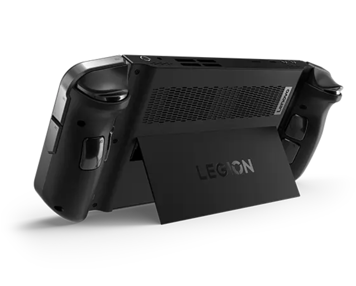 Black gaming device with 'Legion' branding on a white background