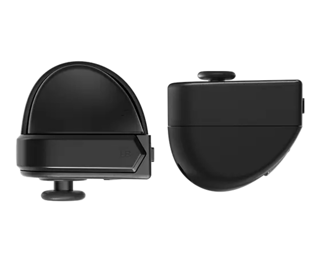 Black earbud cases on a white background