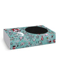 Tissue box cover with a colorful design featuring animals and patterns on a white background.