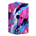 Colorful abstract design on a rectangular product packaging with a white background
