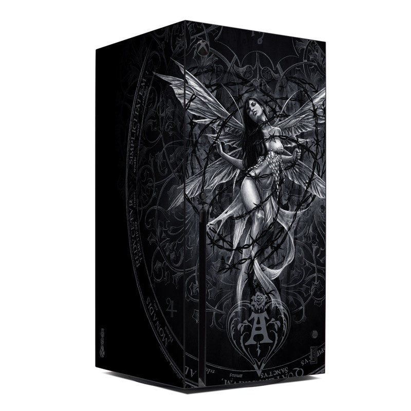 Black box with a fairy design on a white background