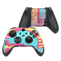Gaming controller with colorful pattern on a white background